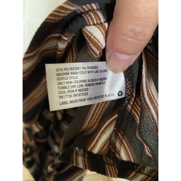 Xhilaration Womens Top Size S Surplice Crop Striped Tie Back Brown Pink Multi‎ - Picture 9 of 9